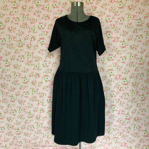 Vintage 80s dress black t shirt shorts sleeve | M - L |  Timely Trends abstract - Picture 1 of 9